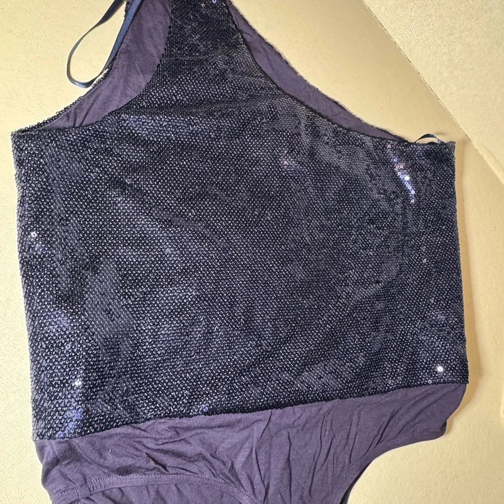 Reiss Navy Scarlette One Shoulder Sequin Bodysuit style summer party casual